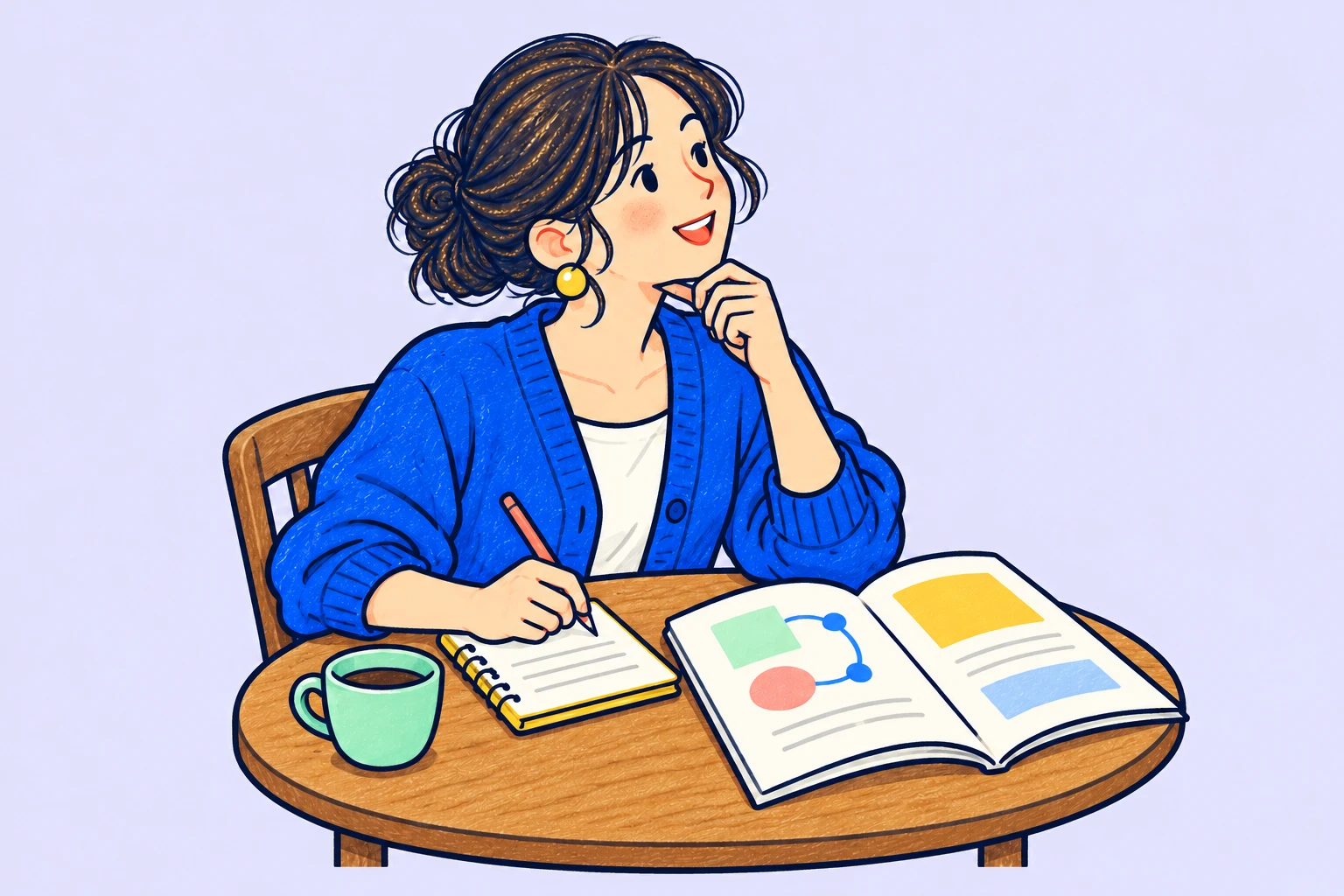 記事の図解を読み、自社で試したいことをノートに書き留める人